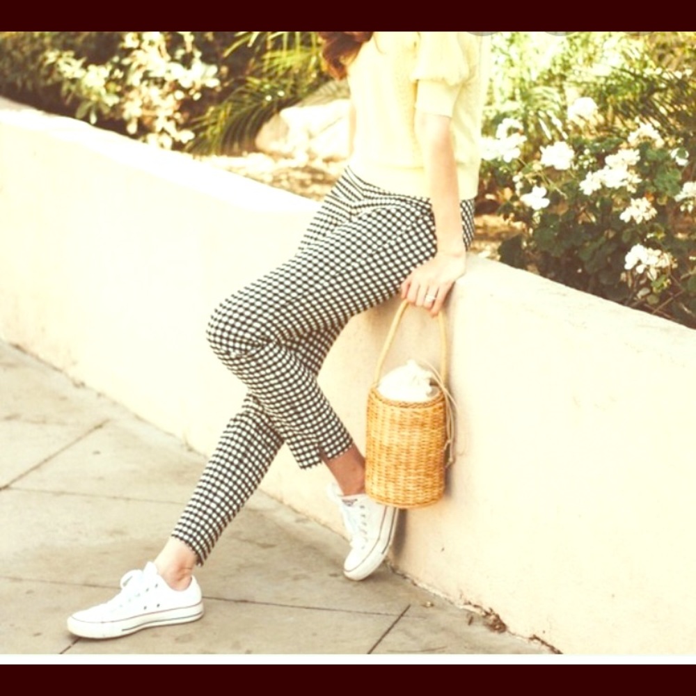 Skinny Gingham Ankle Pants